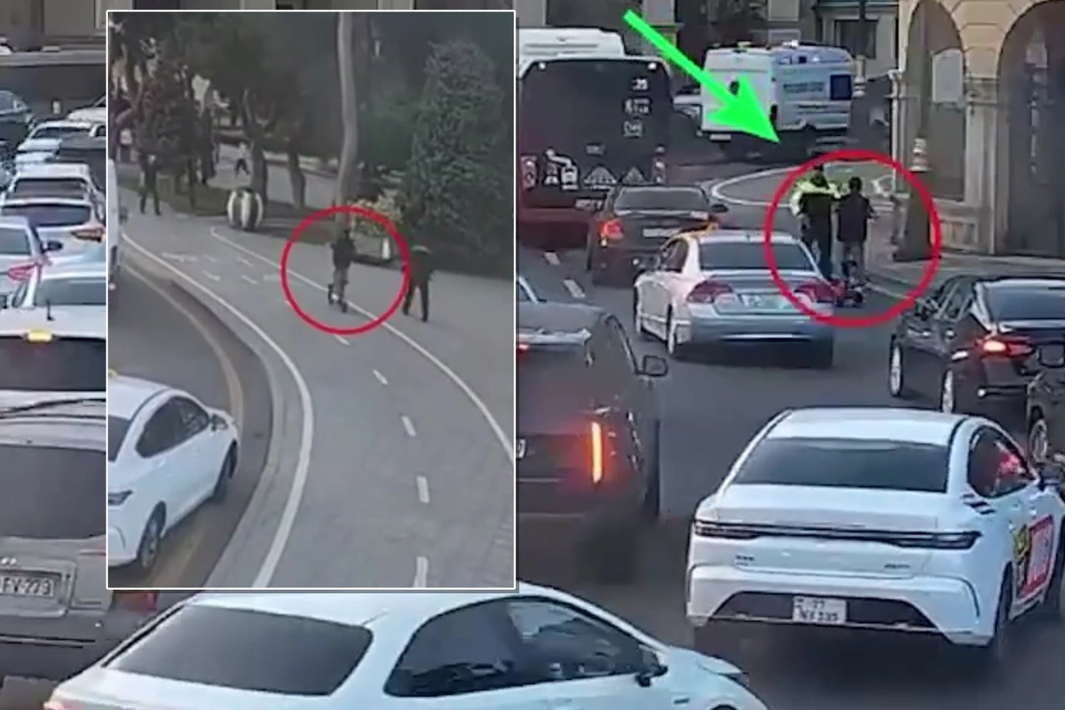Yol polisi skuter sürən uşağı xilas etdi – Anbaan