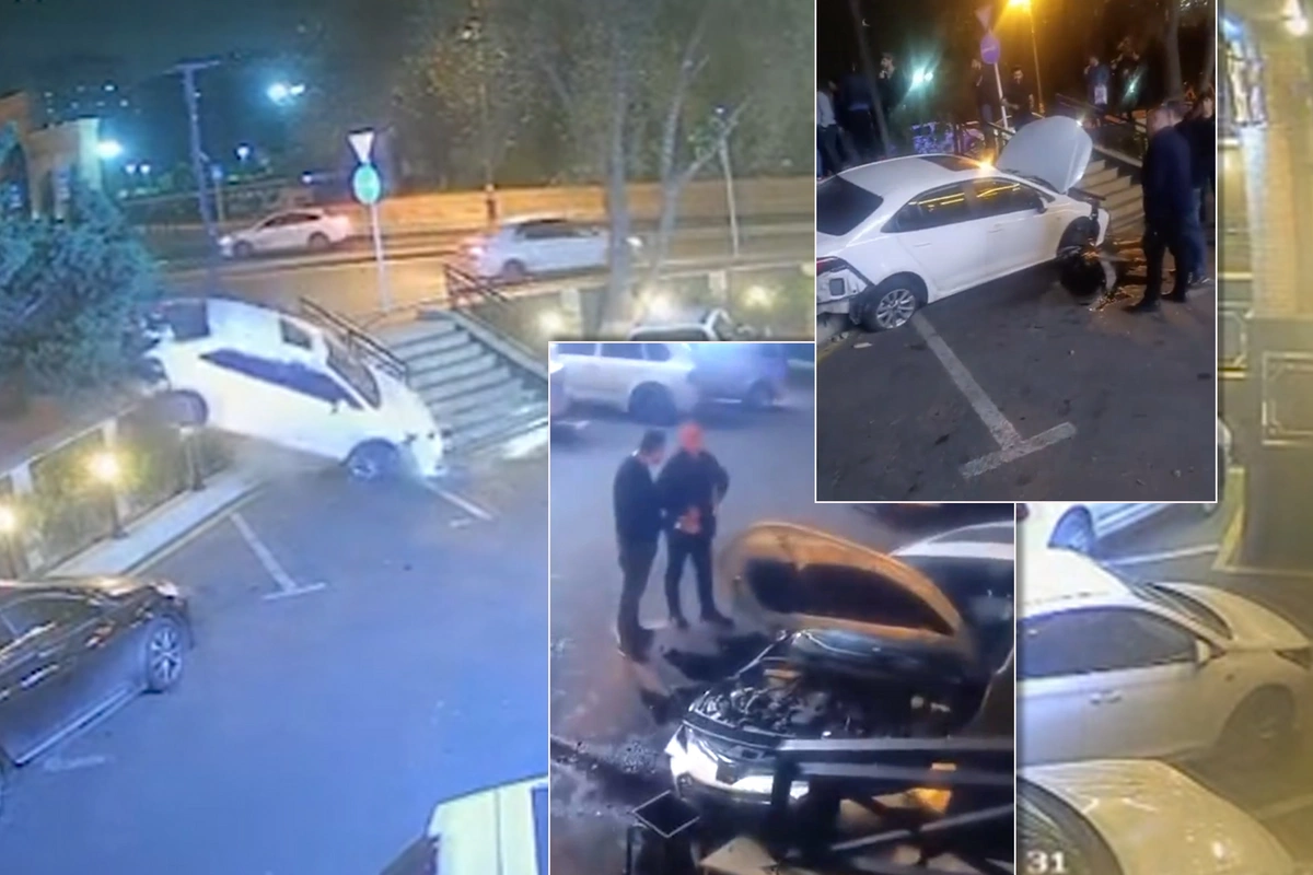 İdarəetmədən çıxan Toyota restoranın həyətinə düşdü