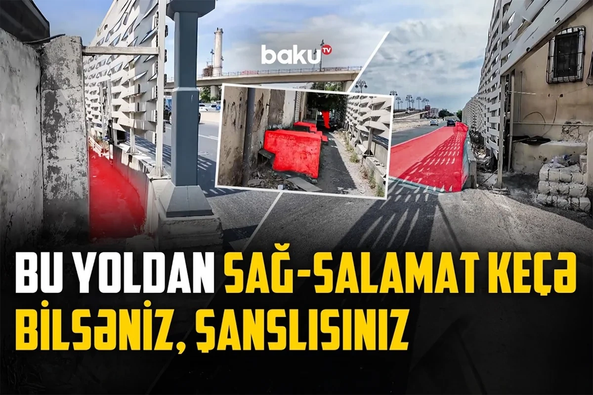Bakının mərkəzi küçəsində piyadalar avtobus zolağında getməyə məcbur olur