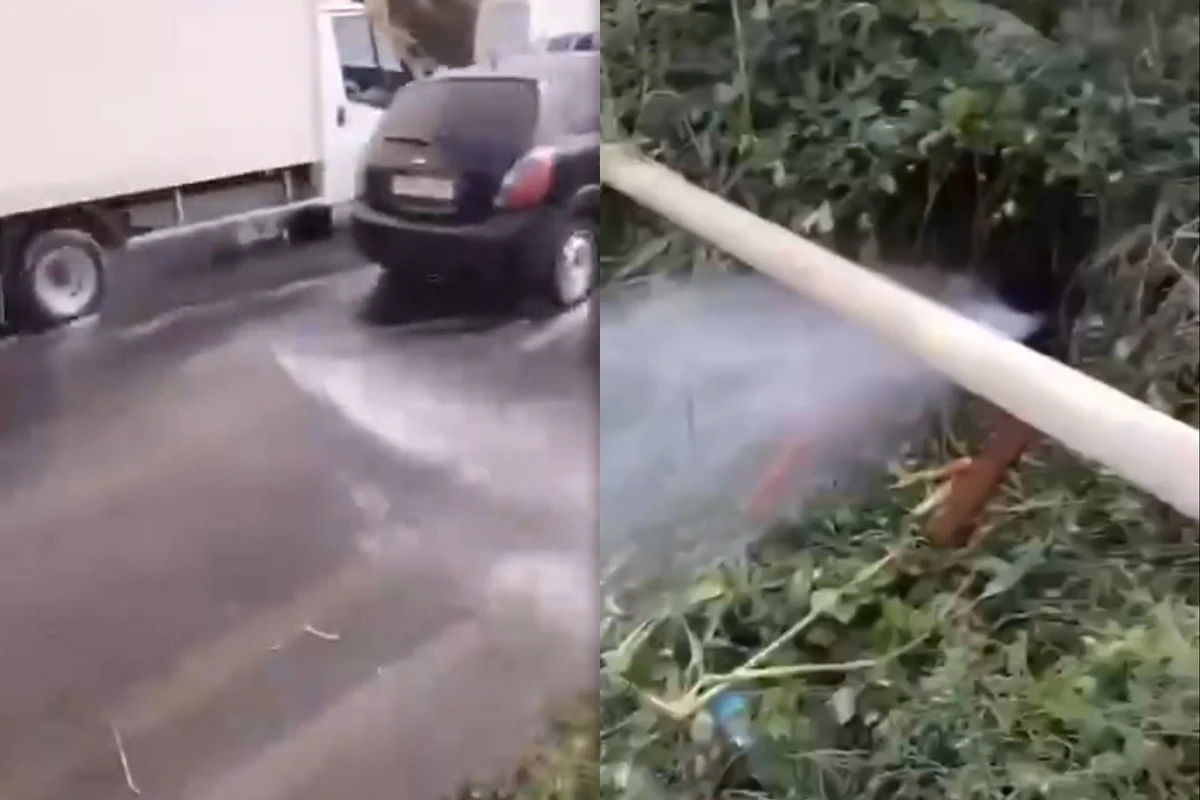 Bakıda naməlum şəxs qəzalı boruya müdaxilə edib, təzyiqli su küçəyə axıb