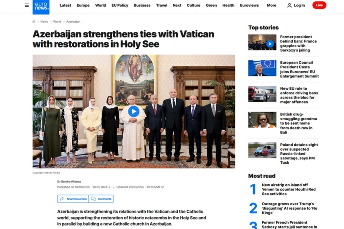 Euronews: Azerbaijan strengthens ties with Vatican through restoration work Euronews: Azerbaijan strengthens ties with Vatican through restoration work
