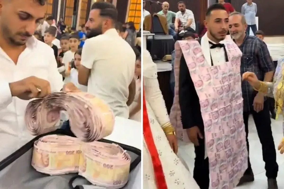 Türkiyədə ağılasığmaz TOY - Bəyə puldan hazırlanan geyim gətirdilər Türkiyədə ağılasığmaz TOY - Bəyə puldan hazırlanan geyim gətirdilər