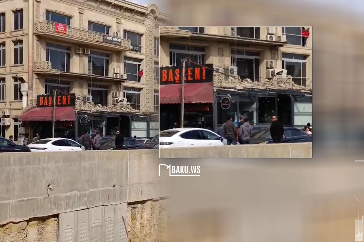 В Баку балкон жилого дома обрушился на ресторан