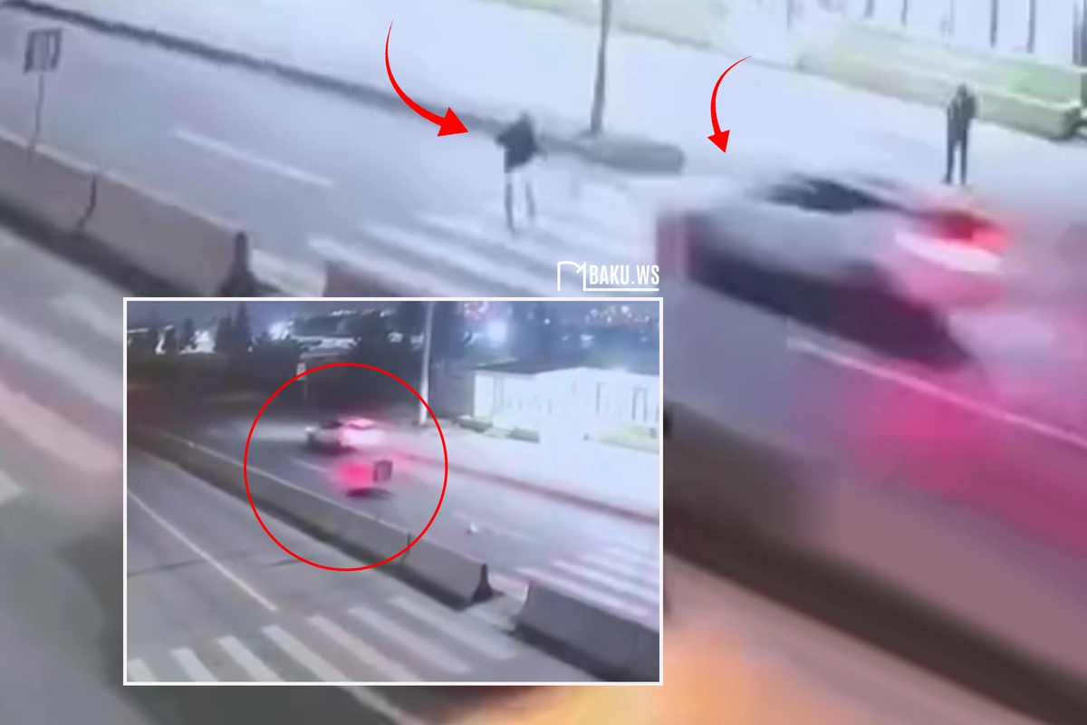 Bakı-Şamaxı yolunda piyadanın avtomobillə vurulmasının ANBAAN GÖRÜNTÜLƏRİ