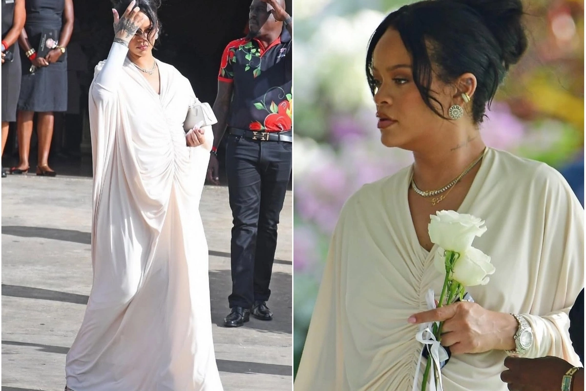 Rihanna övladları ilə atasının yas mərasiminə qatıldı