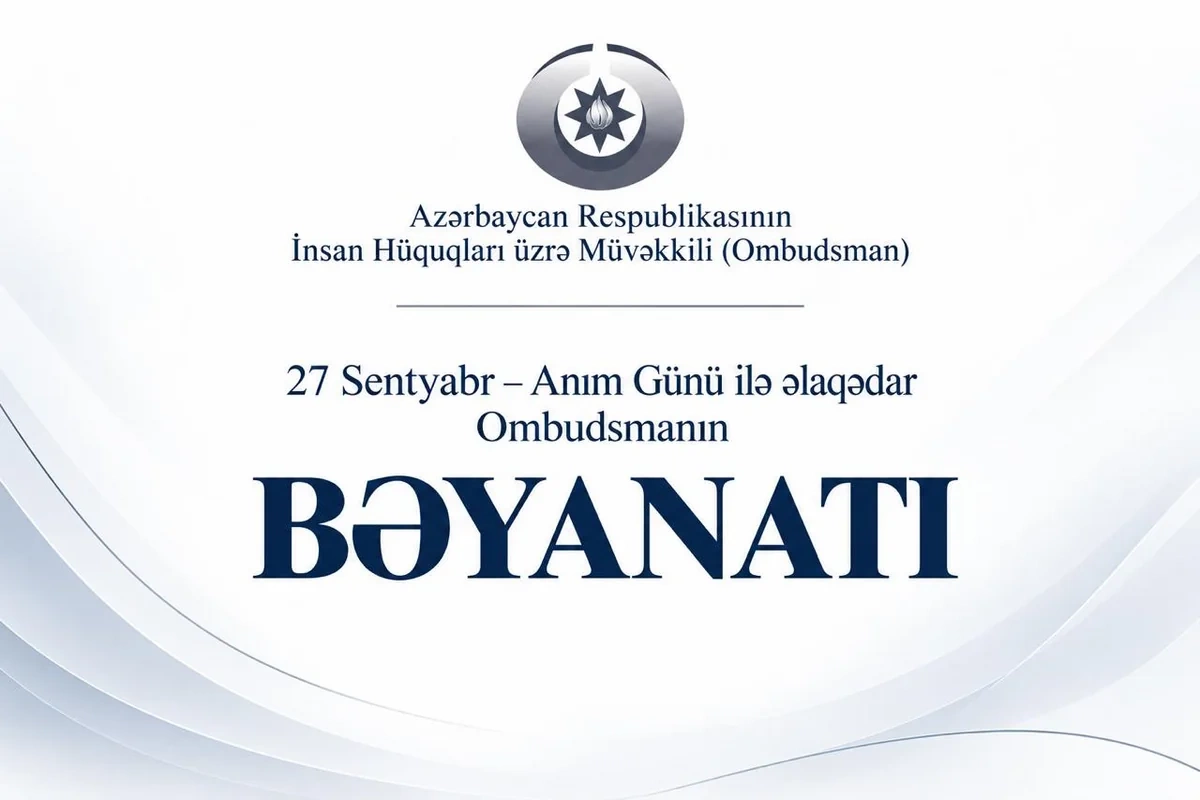 Ombudsman Anım Günü ilə əlaqədar bəyanat yayıb