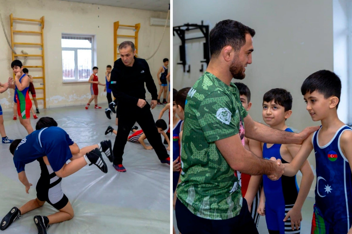 Hacı Əliyev Azərbaycanda yeni yaradılan güləş klubunda ustad dərsi keçib Hacı Əliyev Azərbaycanda yeni yaradılan güləş klubunda ustad dərsi keçib