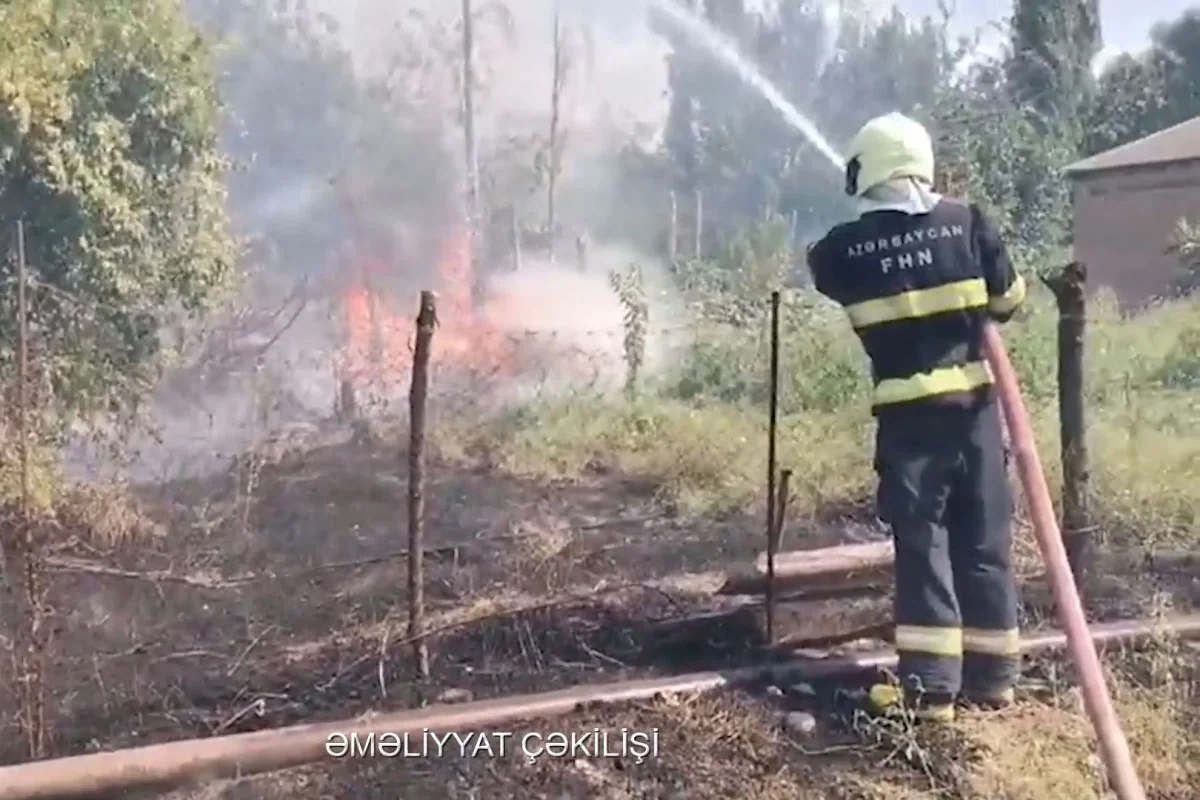 Bərdə rayonunda 800 kvadratmetr ərazidə quru ot və kol-kos yanıb