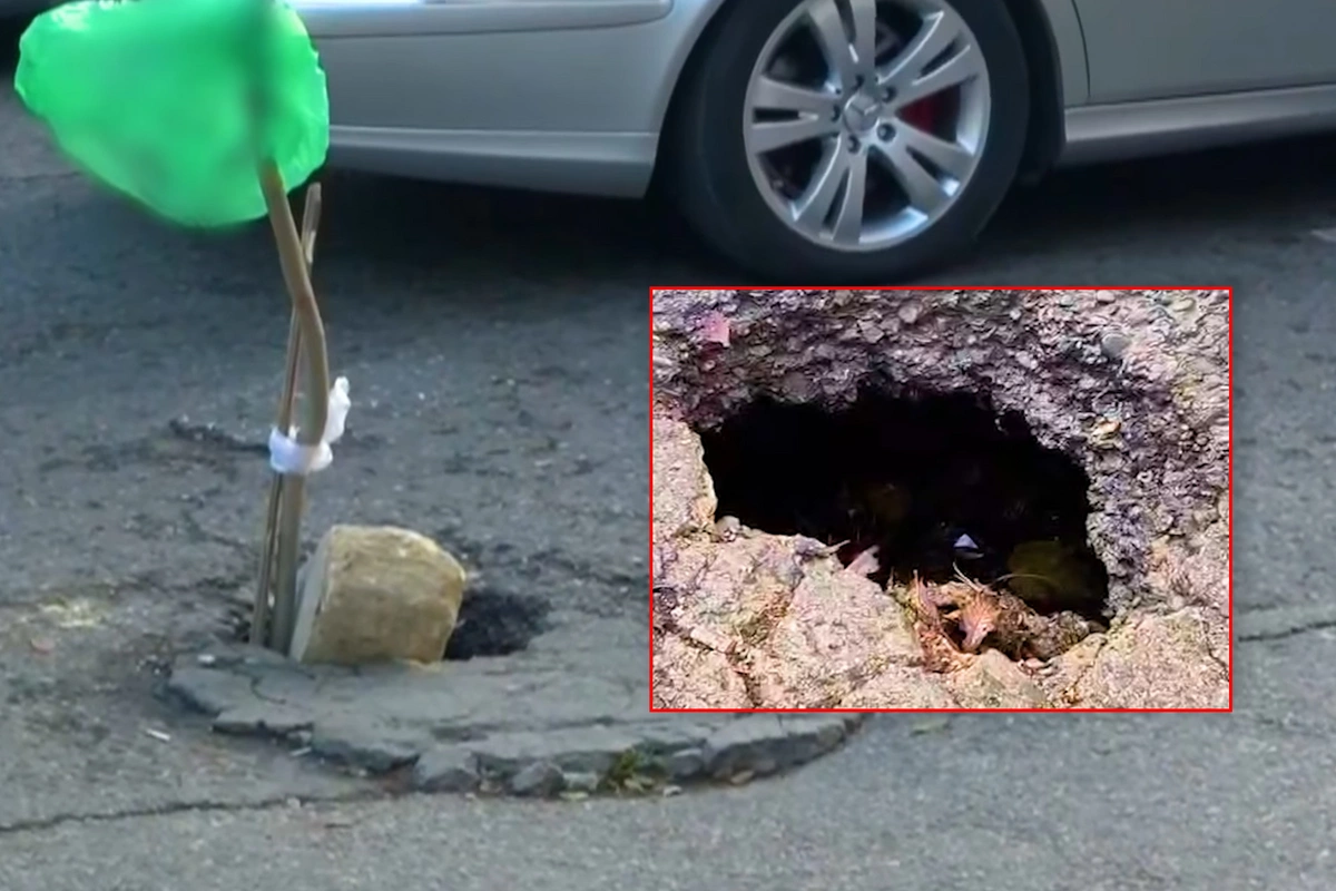 На дороге в Баку образовалась дыра: какой структуре принадлежит проходящая там труба?