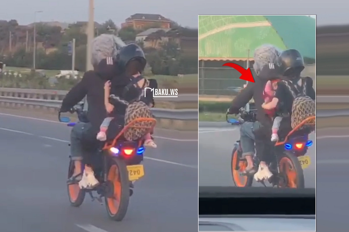 Bakıda motosikletçi körpə uşağın həyatını təhlükəyə atdı - ARAŞDIRMA APARILIR