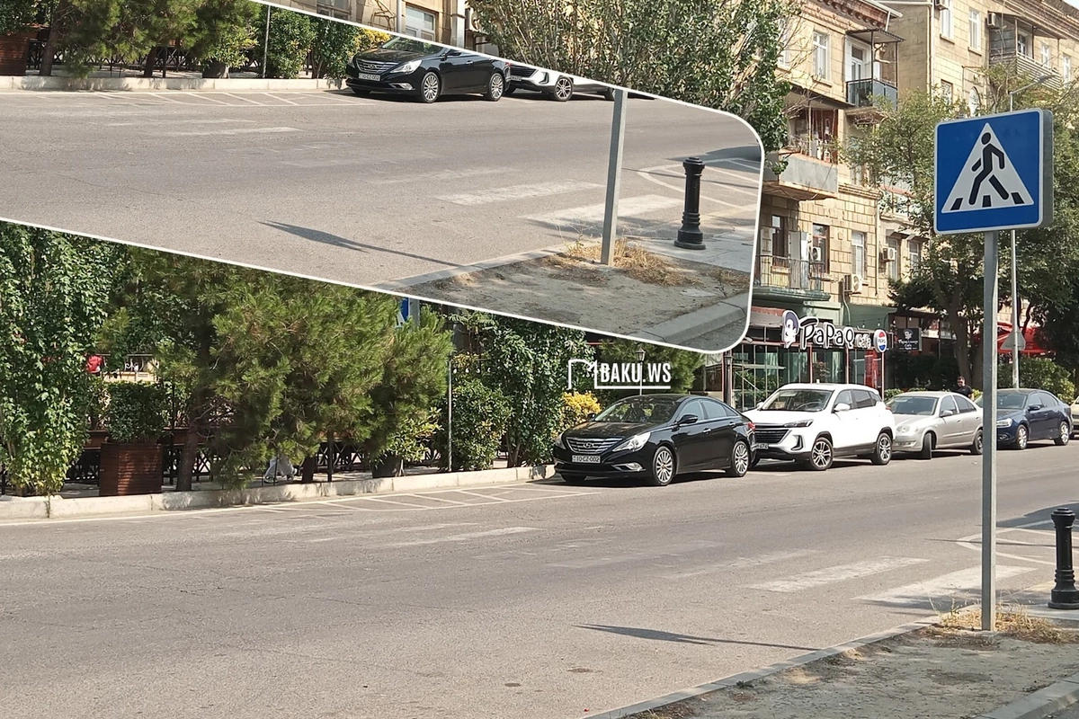 Bakının mərkəzində BİABIRÇILIQ - Restoran piyadaların yolunu kəsib