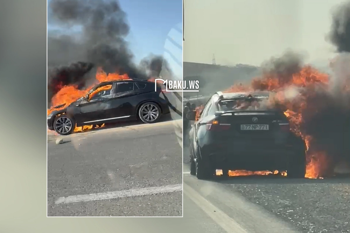 Bakı-Şamaxı yolunda BMW X6 yandı - ANBAAN GÖRÜNTÜ Bakı-Şamaxı yolunda BMW X6 yandı - ANBAAN GÖRÜNTÜ