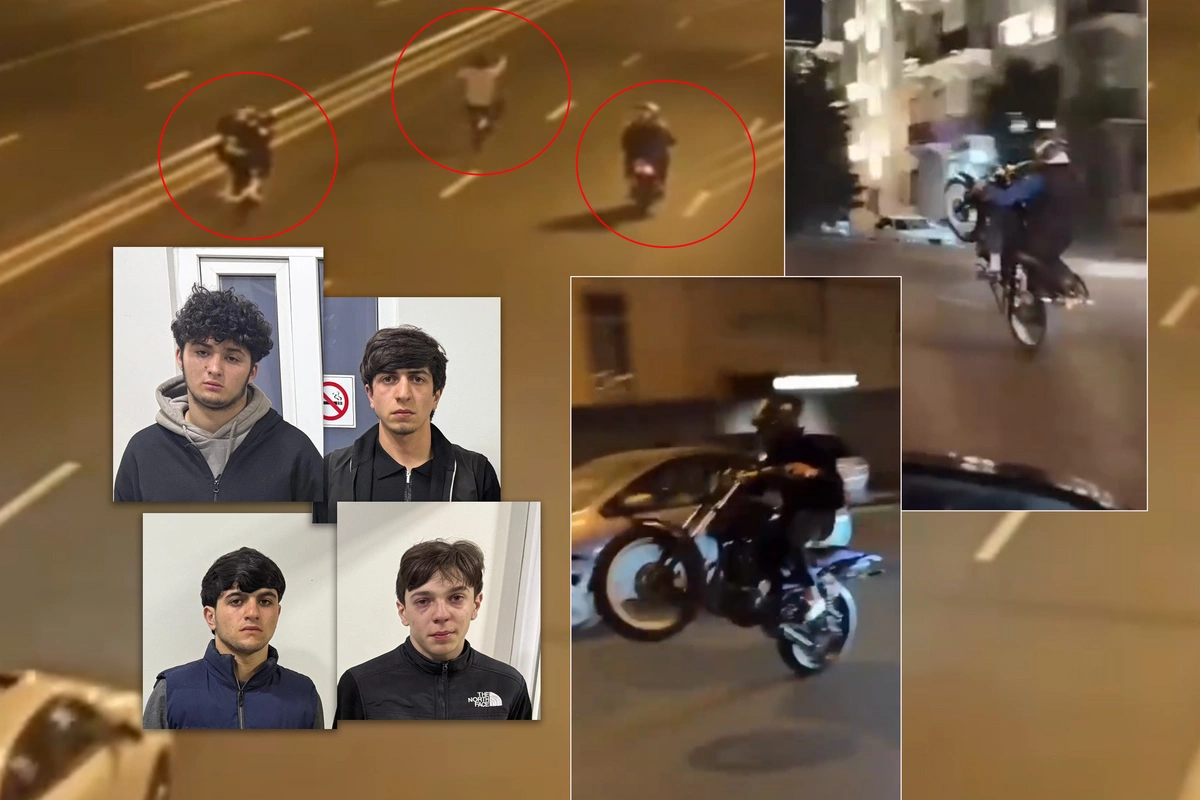 Bakıda motosikletlə şou göstərən gənclər həbs olundu - ANBAAN GÖRÜNTÜLƏR