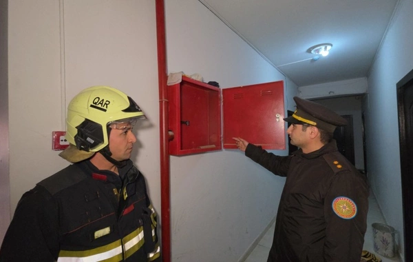 "Qobu Park" yaşayış kompleksində şərti yanğın təlimi keçirilib