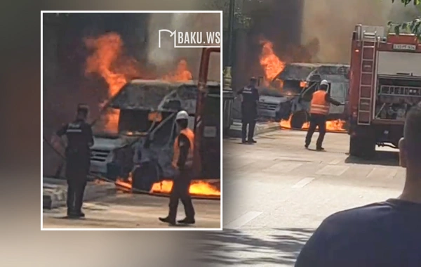 Bakıda Ford markalı yük maşını yanır