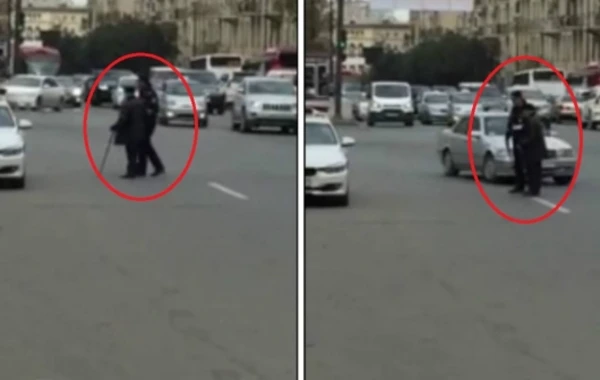 Bakıda yol polisindən hər kəsi duyğulandıracaq addım (VİDEO)