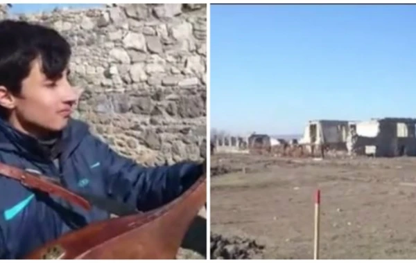 Azərbaycanlı oğlan Cəbrayılda "Kurtlar Vadisi"ni sazda ifa etdi (VİDEO)