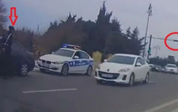 Yol polisinin və kameranın qarşısında qayda pozdular (VİDEO)