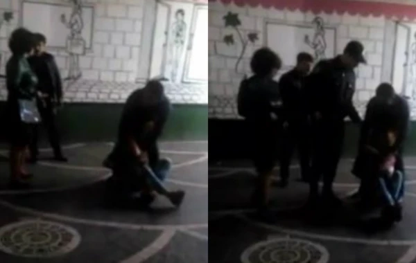 "Torqovı"da oğlan insanların gözü qarşısında qızı döydü (VİDEO)
