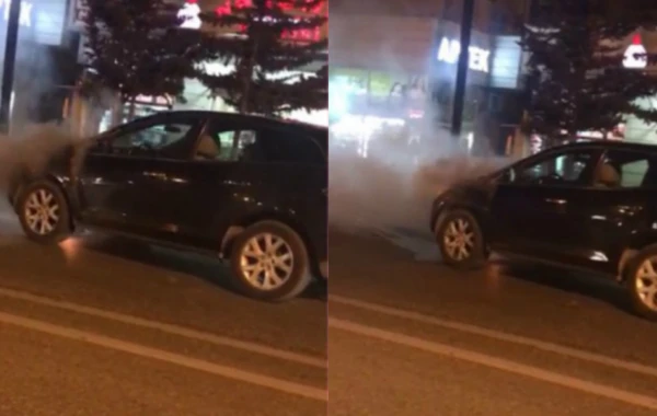 Bakıda gecə saatlarında "Mazda" alışdı - HƏYƏCANLI ANLAR (VİDEO)