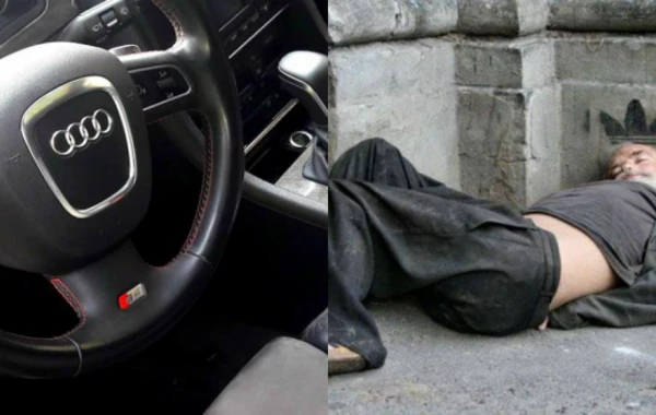 Bakıda ŞOK OLAY: Biznesmen, "bomj" atasının dalınca morqa son model “Audi”də gəldi