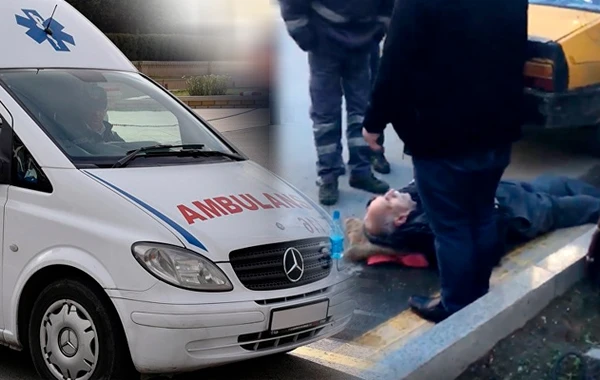 Bakıda yaşlı kişinin yolda halı pisləşdi, təcili yardım maşını götürmədi - VİDEO