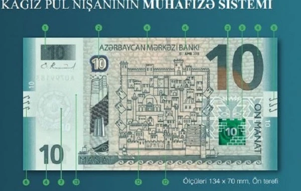 Mərkəzi Bank yenilənmiş 10 manatlıq pul nişanını dövriyyəyə buraxır (FOTO)