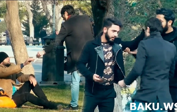 "Bomj" ona verilən 100 AZN-i cırdı və görün nə oldu... - VİDEO