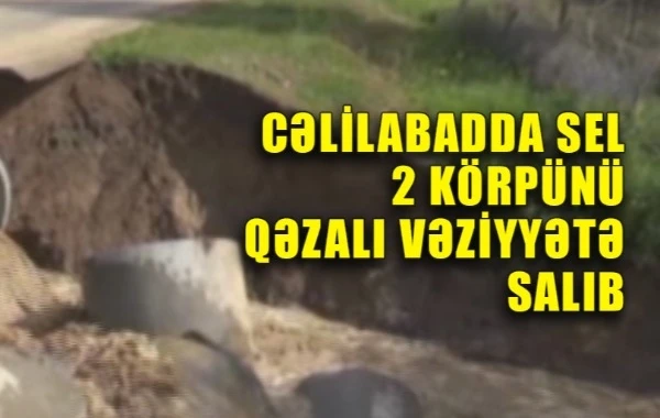 Sel Cəlilabad-Yardımlı yolunda körpünü dağıtdı - VİDEO