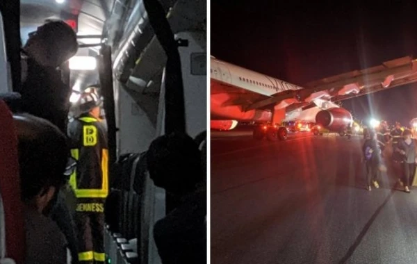 ABŞ-da təyyarədə yanğın oldu, təcili eniş etdi - FOTOLAR