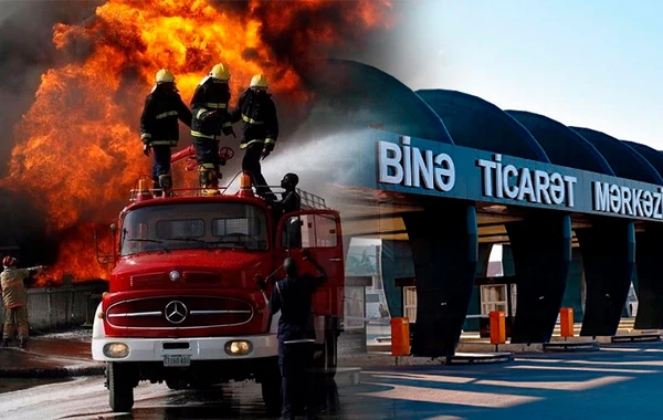 Binə ticarət mərkəzində yanğın olub - VİDEO - YENİLƏNİB
