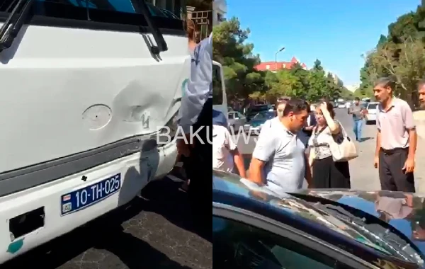 Bakıda avtobusla “Mercedes” toqquşdu - VİDEO