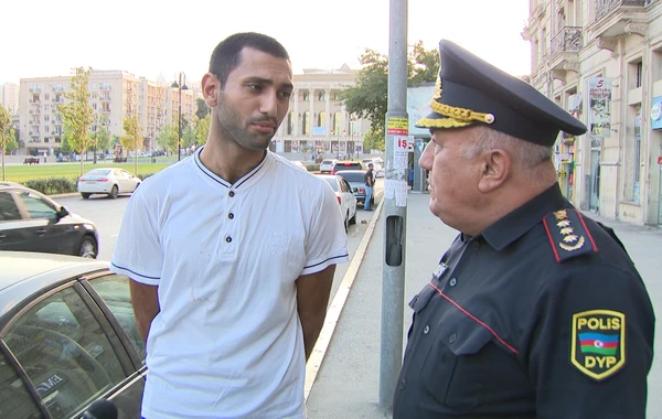 Bakıda yol polisindən qayda pozan piyadalara qarşı reyddən görüntülər - FOTO