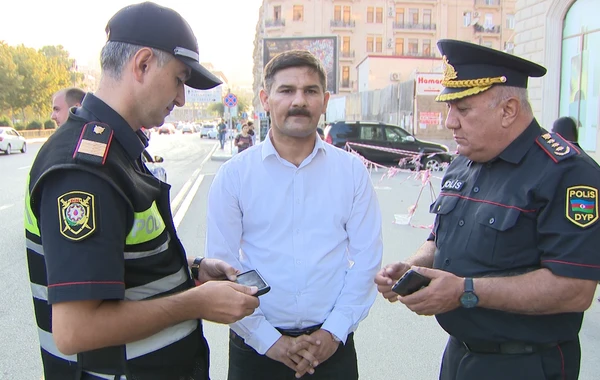 Bakıda yol polisindən qayda pozan piyadalara qarşı reyddən görüntülər - FOTO