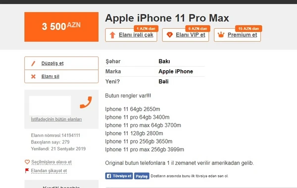 Yeni "iPhone"lar Azərbaycanda satışa çıxarıldı  - 3999 AZN - QİYMƏTLƏR