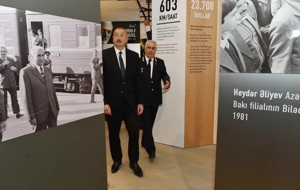 Президент Ильхам Алиев на открытии железнодорожной станции Пиршаги - ФОТО