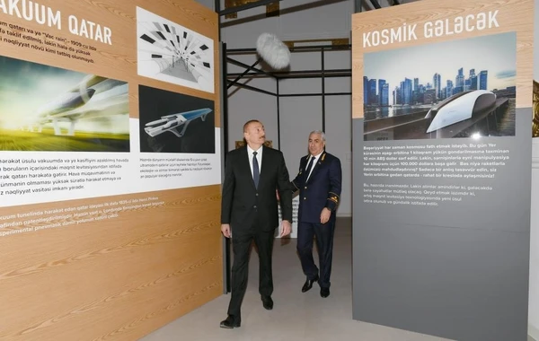 Президент Ильхам Алиев на открытии железнодорожной станции Пиршаги - ФОТО