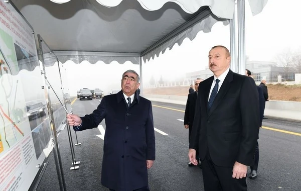 Президент на открытии 101-117-км участка автомобильной дороги Баку-Шемахы-Евлах - ФОТО