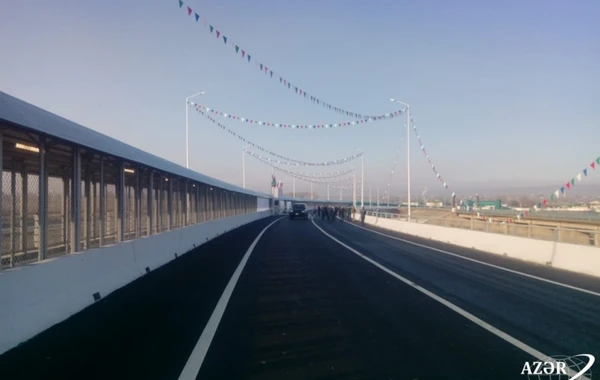 Azərbaycan-Rusiya sərhədində inşa edilən körpünün açılışı olub - FOTO