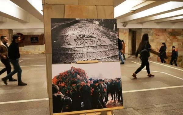 В бакинском метро открылась фотовыставка "30 лет кровавой истории 20 Января" - ФОТО