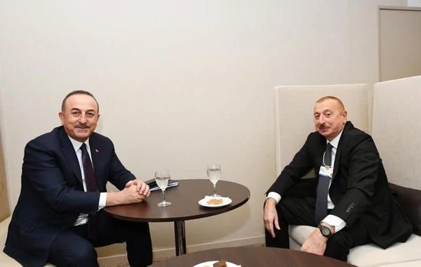 İlham Əliyev Davosda Türkiyənin Xarici İşlər naziri ilə görüşüb