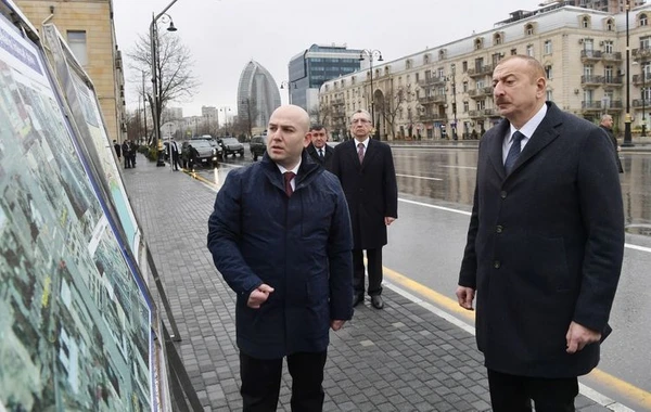 Президент Ильхам Алиев посетил новый парк, куда перенесли памятник Хатаи - ФОТО