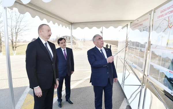 Prezident Daş Salahlı-Ürkməzli-Dəmirçilər avtomobil yolunun açılışında iştirak edib - FOTO