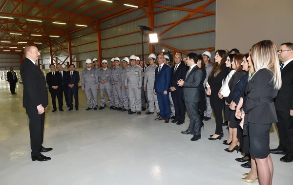 Prezident İlham Əliyev Qazaxda zavodun açılışında - FOTO