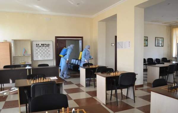 Yevlaxda koronavirus əleyhinə dezinfeksiya - FOTO