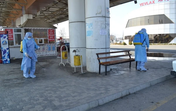Yevlaxda koronavirus əleyhinə dezinfeksiya - FOTO