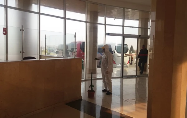 Gəncə Beynəlxalq Avtovağzalında dezinfeksiya tədbirləri aparılır - FOTO