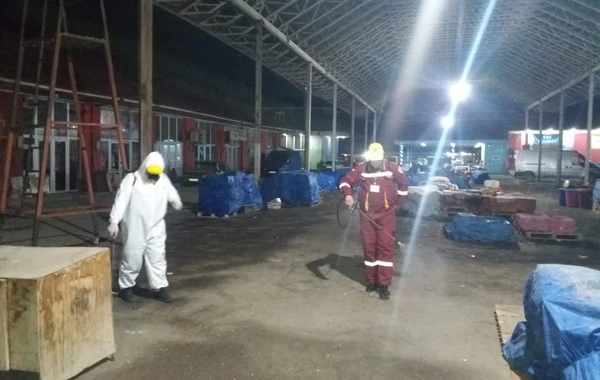 Bazarlarda dezinfeksiya işlərinə başlanıldı - FOTO