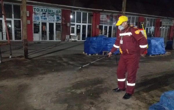 Bazarlarda dezinfeksiya işlərinə başlanıldı - FOTO