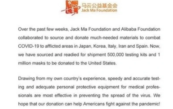 “Alibaba”nın sahibi ABŞ-a 1 milyon maska hədiyyə etdi